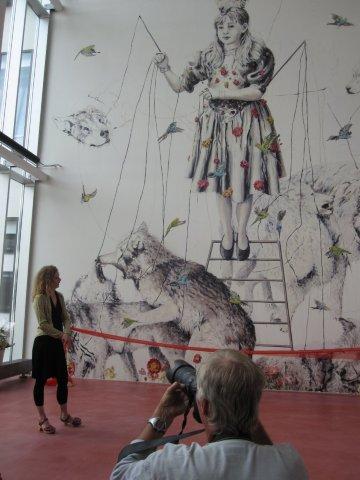 Linn Fernström, speaking about her new work "Vargstyrning". Photo Torun Ekstrand