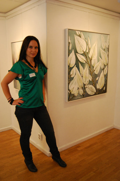 Oil on Canvas Painting by Janina Stoor- Me working in the gallery on her exhibition