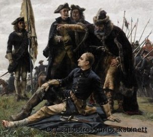 Charles XII injured in his foot at the battle of Poltava. Painting by Gustav Cederström