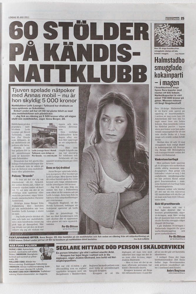 Anna Berger i Falkenberg - Kvällsposten 2011-07-30 - Foto: Klas Sjöberg