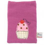 IPHONE- FODRAL (fodrat) i borstad bomull. Cup Cake-applikation. Mått ca 10x 14 cm.       