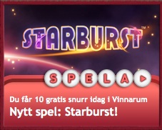 10 free spins på nya spelet Starburst hos Vinnarum.