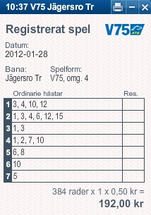 Vårt system till dagens V75.