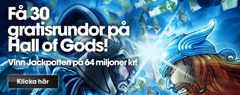 30 free spins på Hall of Gods!