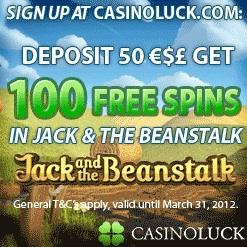 Få hela 100 free spins hos CasinoLuck!
