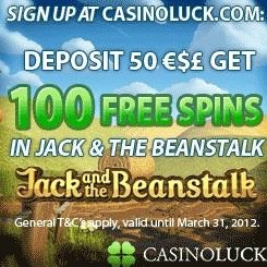 Få 100 free spins hos Casinoluck!