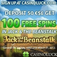 Få hela 100 free spins hos CasinoLuck!
