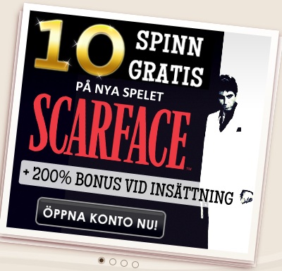 Hos Leo Vegas får alla nya kunder tio free spins på Scarface gratis!