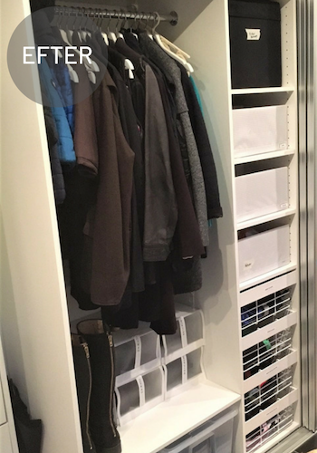 Före och efter, rensning och organisering av garderob. Före och efter, rensning och organisering av garderob.