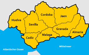 Andalusiens åtta provinser. Andalusiens åtta provinser.
