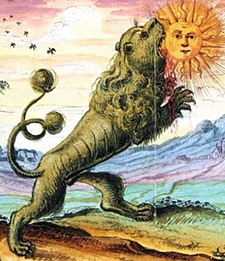 En gammal metafor The Lion eats the sun symboliserar egot/lejonet som hela tiden vill äta upp själen/solen. En gammal metafor The Lion eats the sun symboliserar egot/lejonet som hela tiden vill äta upp själen/solen.