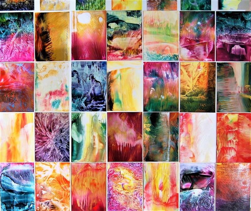 Encaustic Art cards / beeswax on paper - many of them Encaustic Art cards / beeswax on paper - many of them